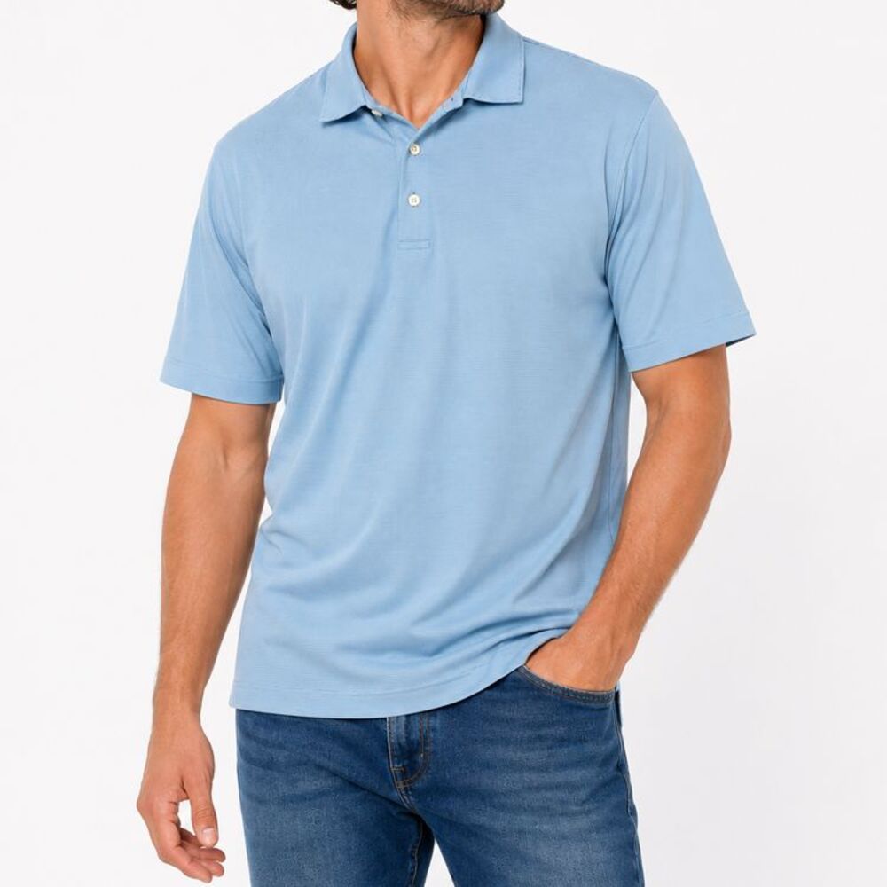 Peter Millar Summer Comfort Polo Shirt Sz XL Light Blue Striped Golf Performance